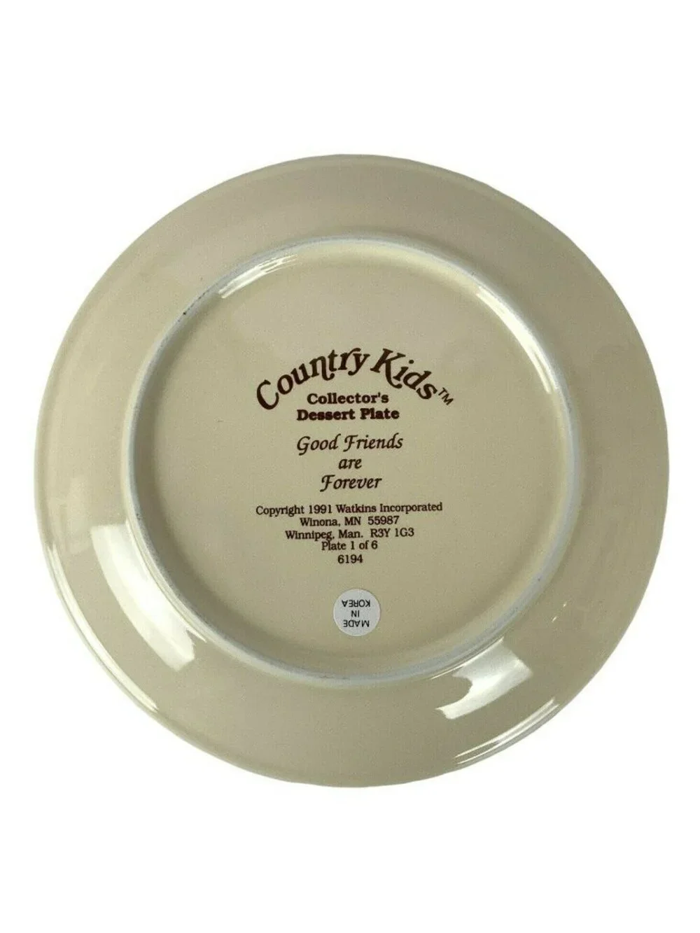 Watkins Country Kids Collector Dessert Plates Vintage 1990s Set Of 4 Decorative
